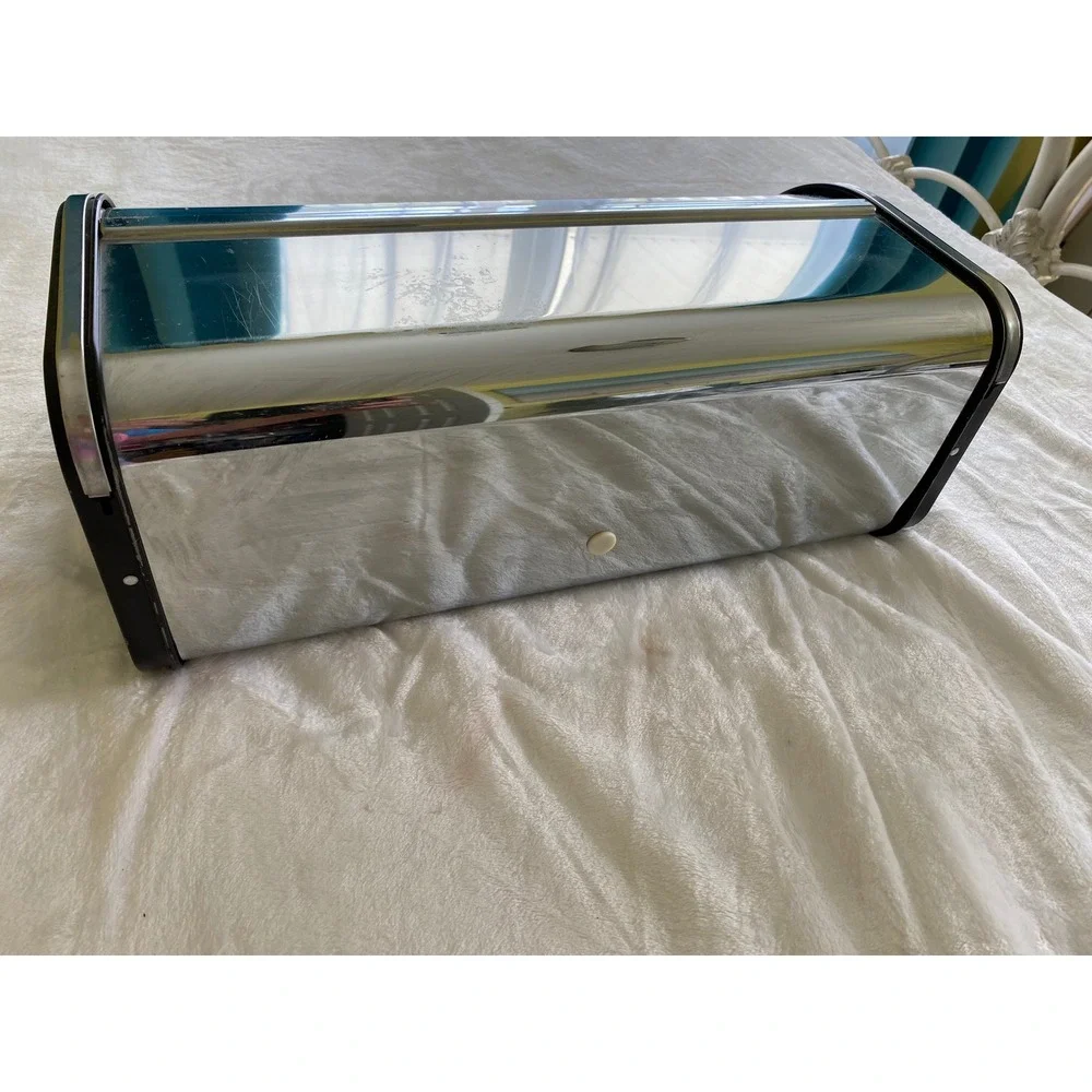 Brabantia Roll Top Bread Box Unisex Chrome Silver Vintage Retro Kitchen Decor